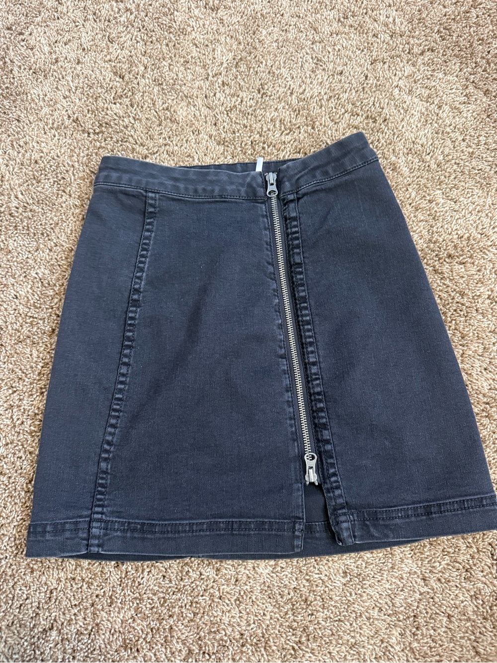 Free People Black Zip-Front Mini Skirt